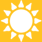 A white icon of the sun.